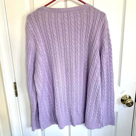 Croft&Barrow Women Sweater. 100% Cotton. Lavender. V-Neck. Cable Knit. Size XL. - Picture 2 of 9
